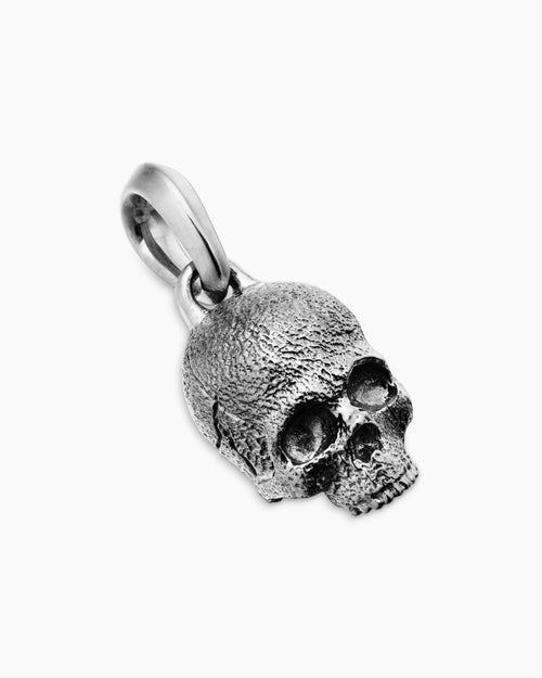 Mens Memento Mori Skull Amulet in Sterling Silver, 16mm