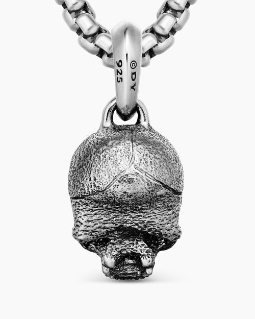 Mens Memento Mori Skull Amulet in Sterling Silver, 16mm