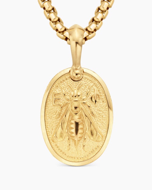 Mens Petrvs® Bee Amulet in 18K Yellow Gold, 17.8mm