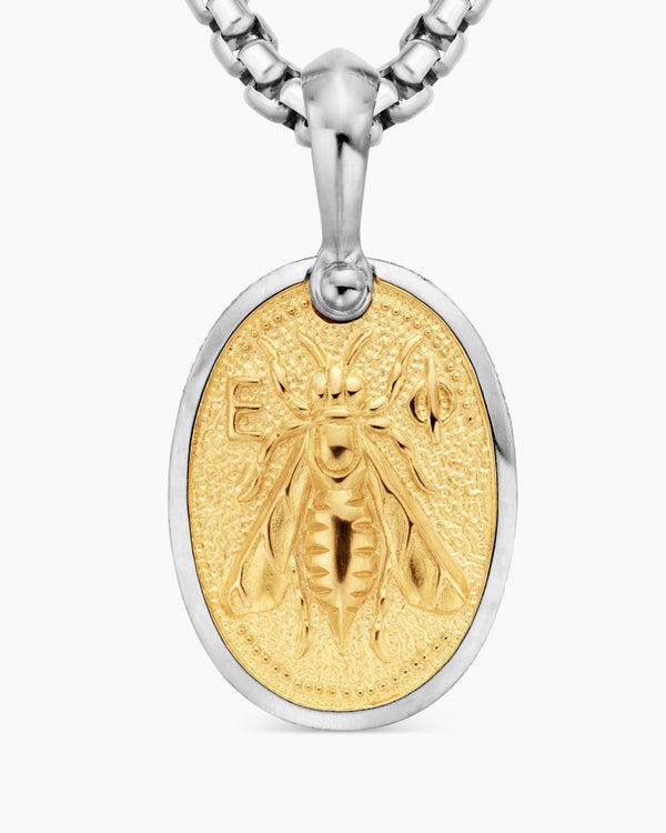 Petrvs® Bee Amulet in Sterling Silver with 18K Yellow Gold, 17.8mm