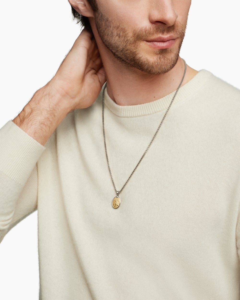 Mens Petrvs® Bee Amulet in Sterling Silver with 18K Yellow Gold, 17.8mm