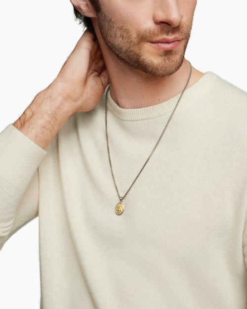 Mens Petrvs® Bee Amulet in Sterling Silver with 18K Yellow Gold, 17.8mm