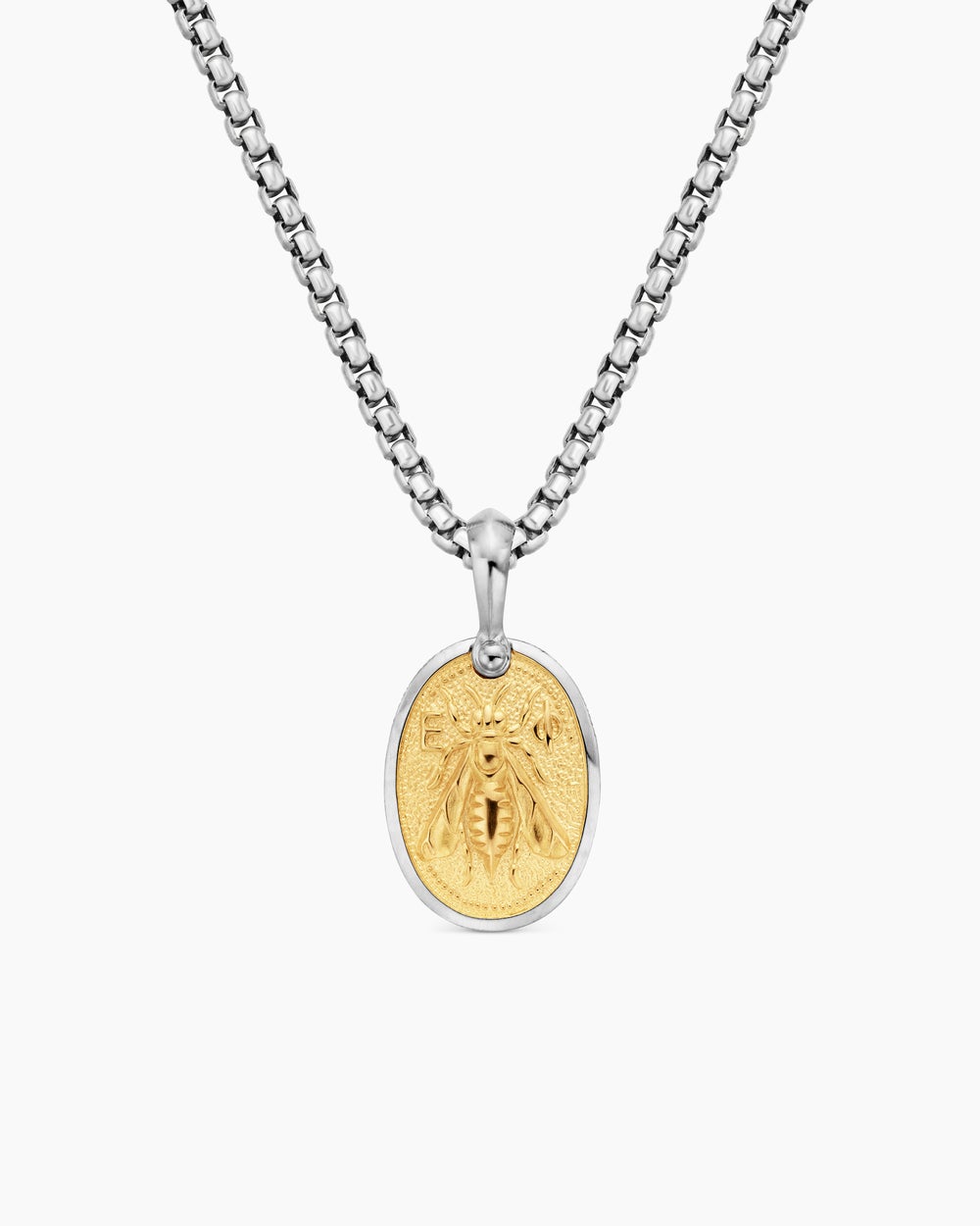 Mens Petrvs® Bee Amulet in Sterling Silver with 18K Yellow Gold, 17.8mm