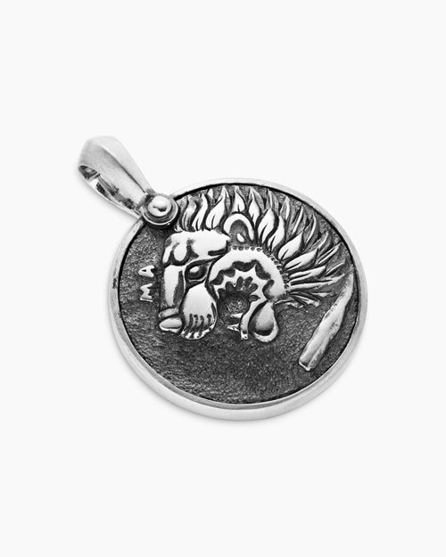 Mens Petrvs® Lion Coin Amulet in Sterling Silver, 25mm