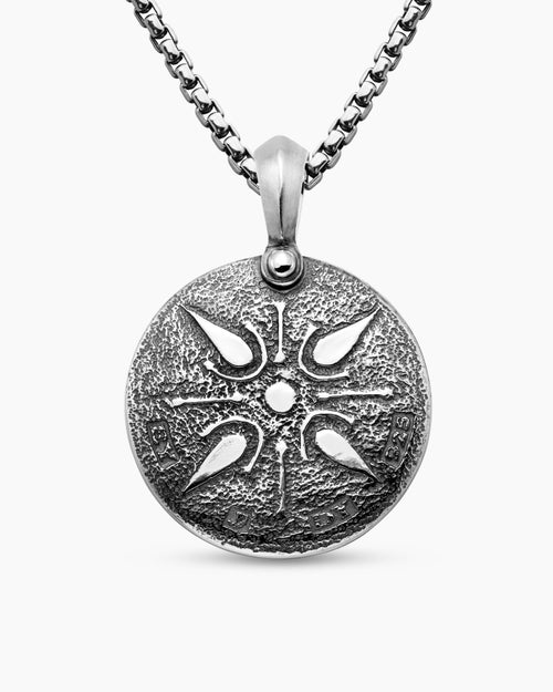 Mens Petrvs® Lion Coin Amulet in Sterling Silver, 25mm