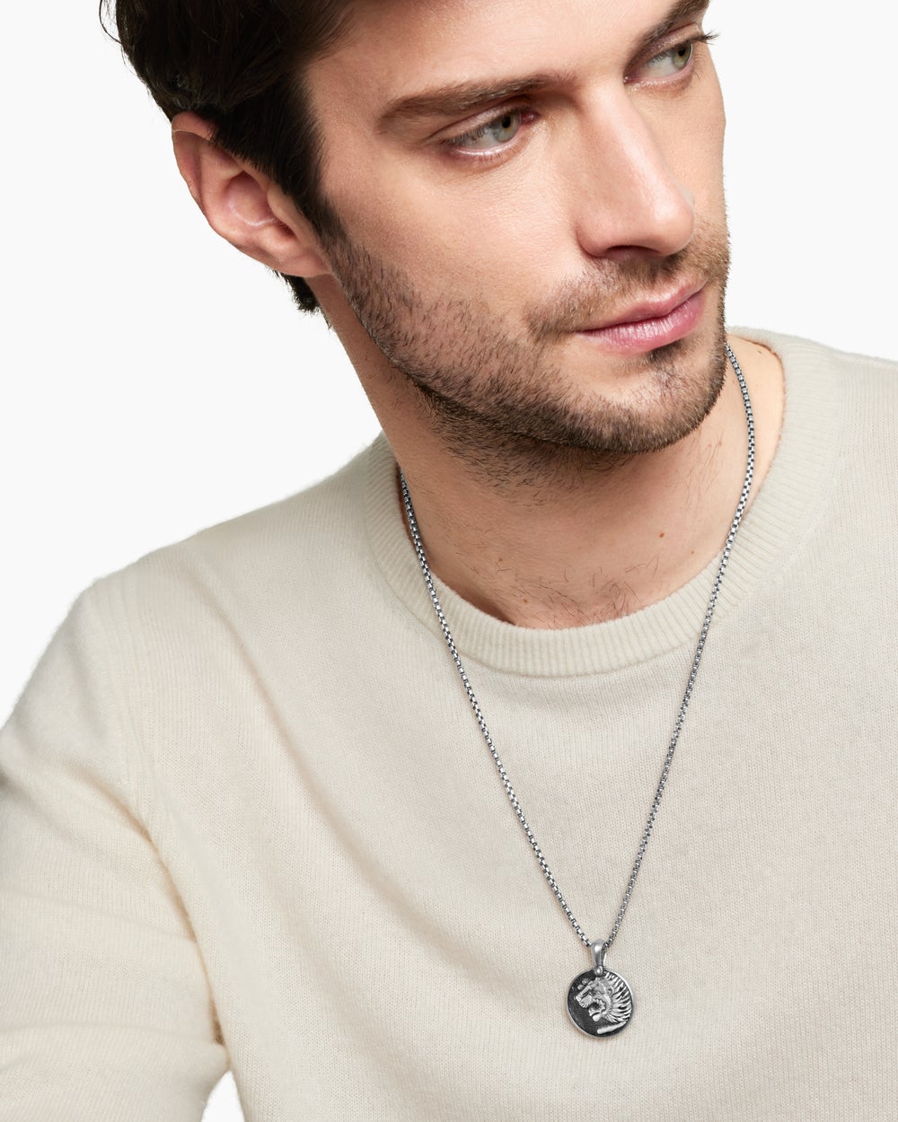 Amulette pièce de monnaie lion Petrvs® en argent sterling, 25 mm hommes