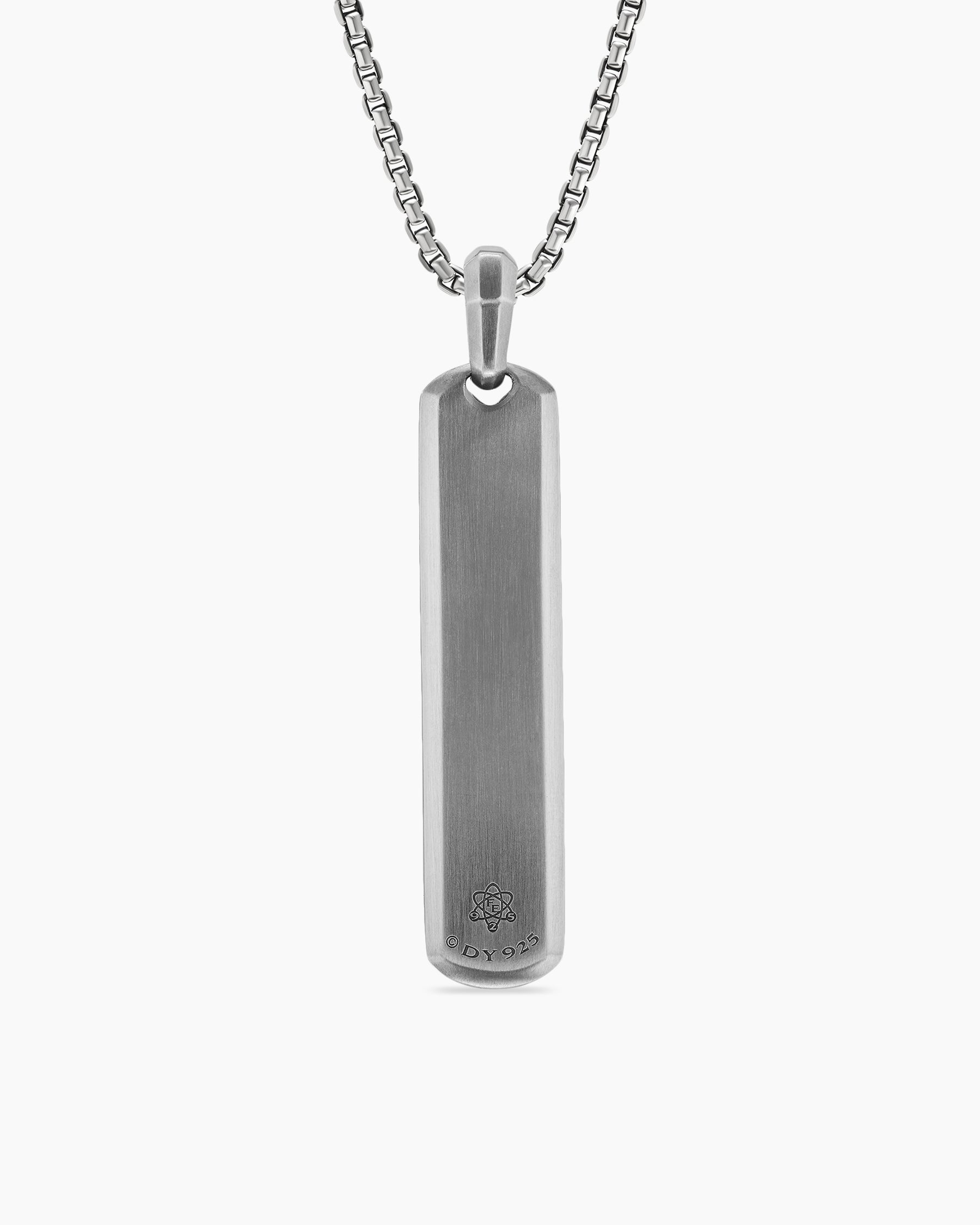 AWNL Men's Dog Tag Pendant Necklace with Meteorite Sterling Silver Chain  Gift for Men