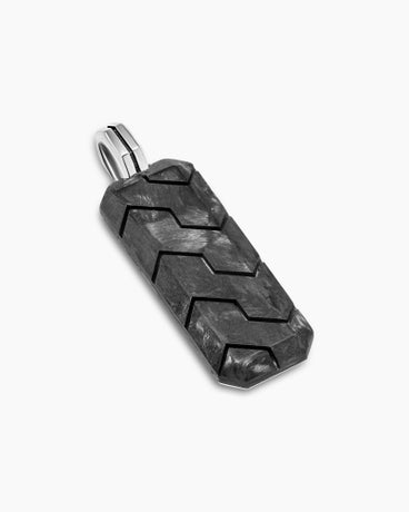 Forged Carbon Ingot Tag in Sterling Silver, 48mm