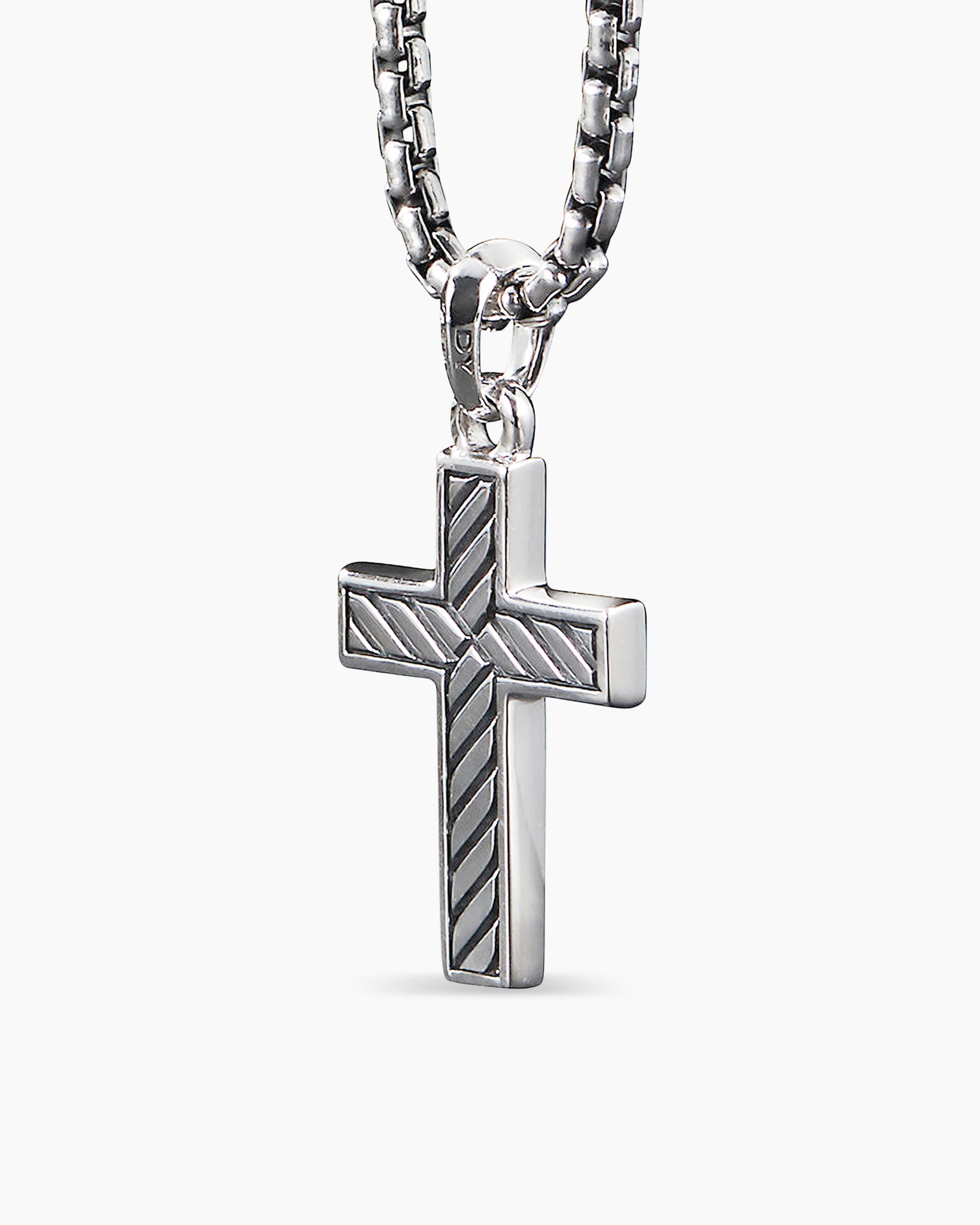 Diamond & Black Onyx Cross Pendant on Black Rope