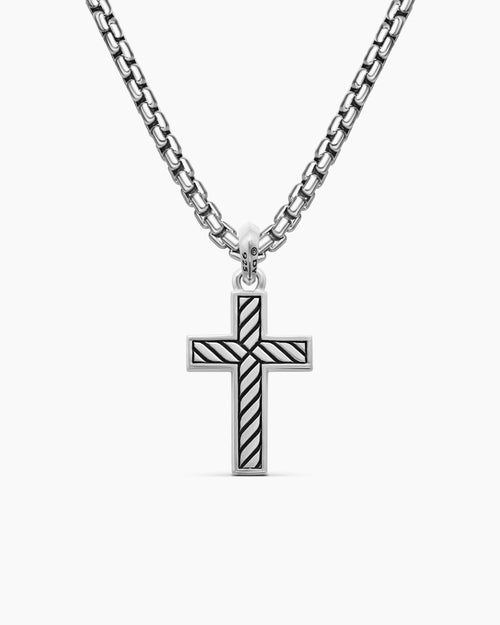 Mens Exotic Stone Cross in Sterling Silver with Black Onyx, 23mm