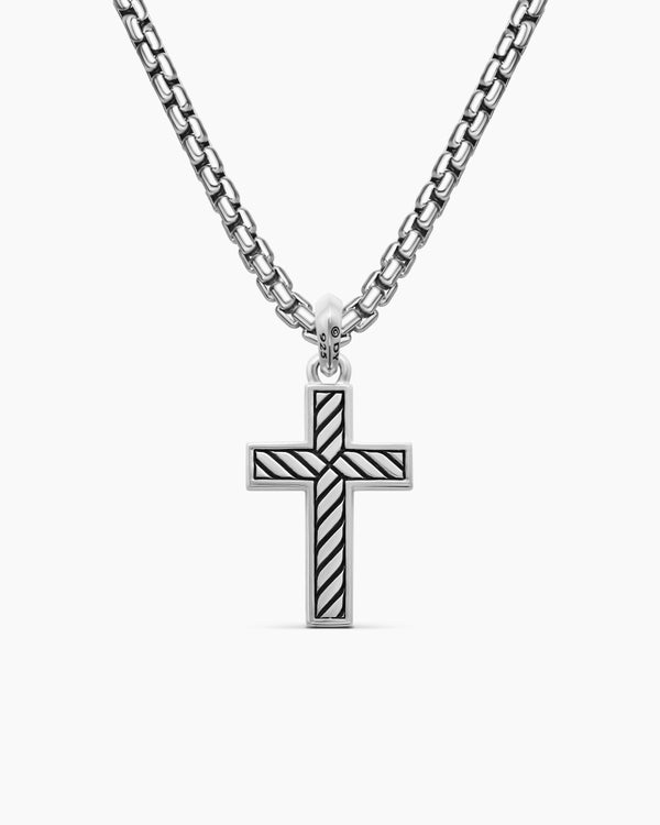 Exotic Stone Cross in Sterling Silver with Black Onyx, 23mm