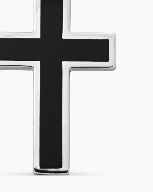 Exotic Stone Cross in Sterling Silver with Black Onyx, 23mm