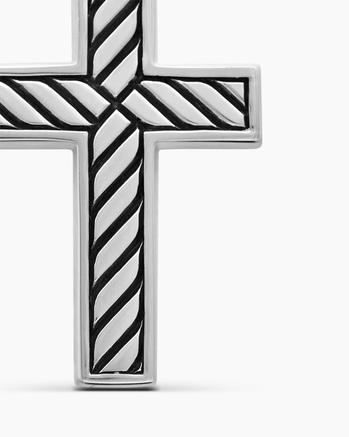 Mens Exotic Stone Cross in Sterling Silver with Black Onyx, 23mm