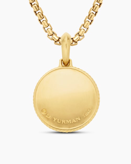 Mens Maritime® Compass Amulet in 18K Yellow Gold with Center Diamond, 20mm