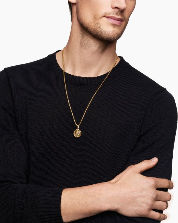 Maritime® Compass Amulet in 18K Yellow Gold with Center Diamond, 20mm