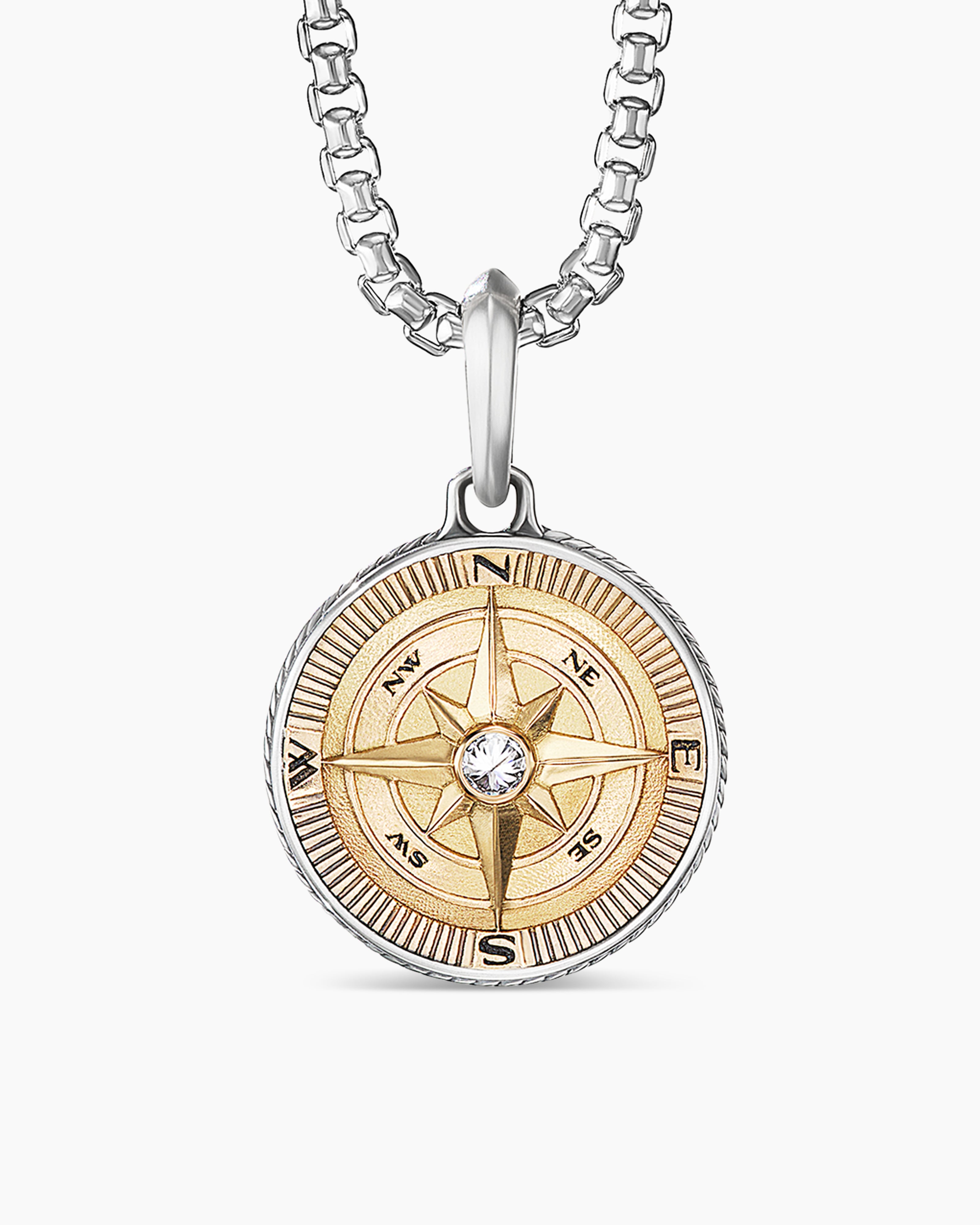 Compass Sterling Silver Locket Necklace
