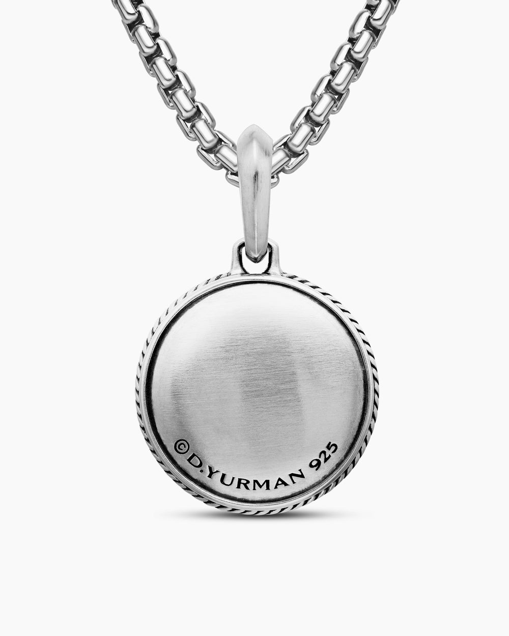 Mens Maritime® Compass Amulet in Sterling Silver with Center Black Diamond, 20mm