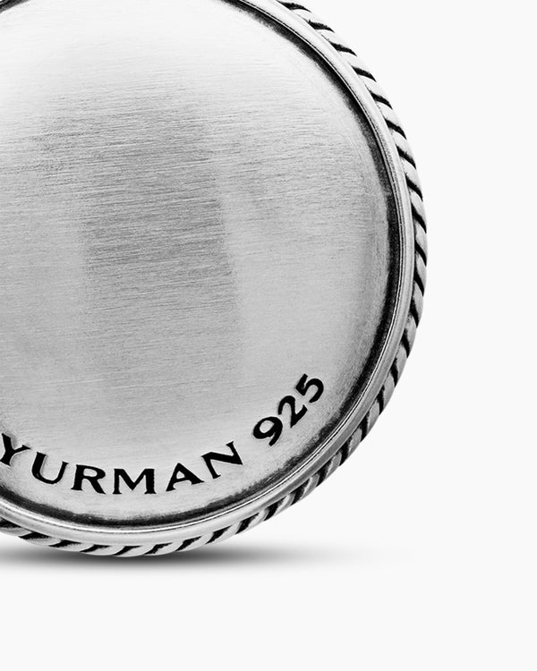 Maritime® Compass Amulet in Sterling Silver with Center Black Diamond, 20mm