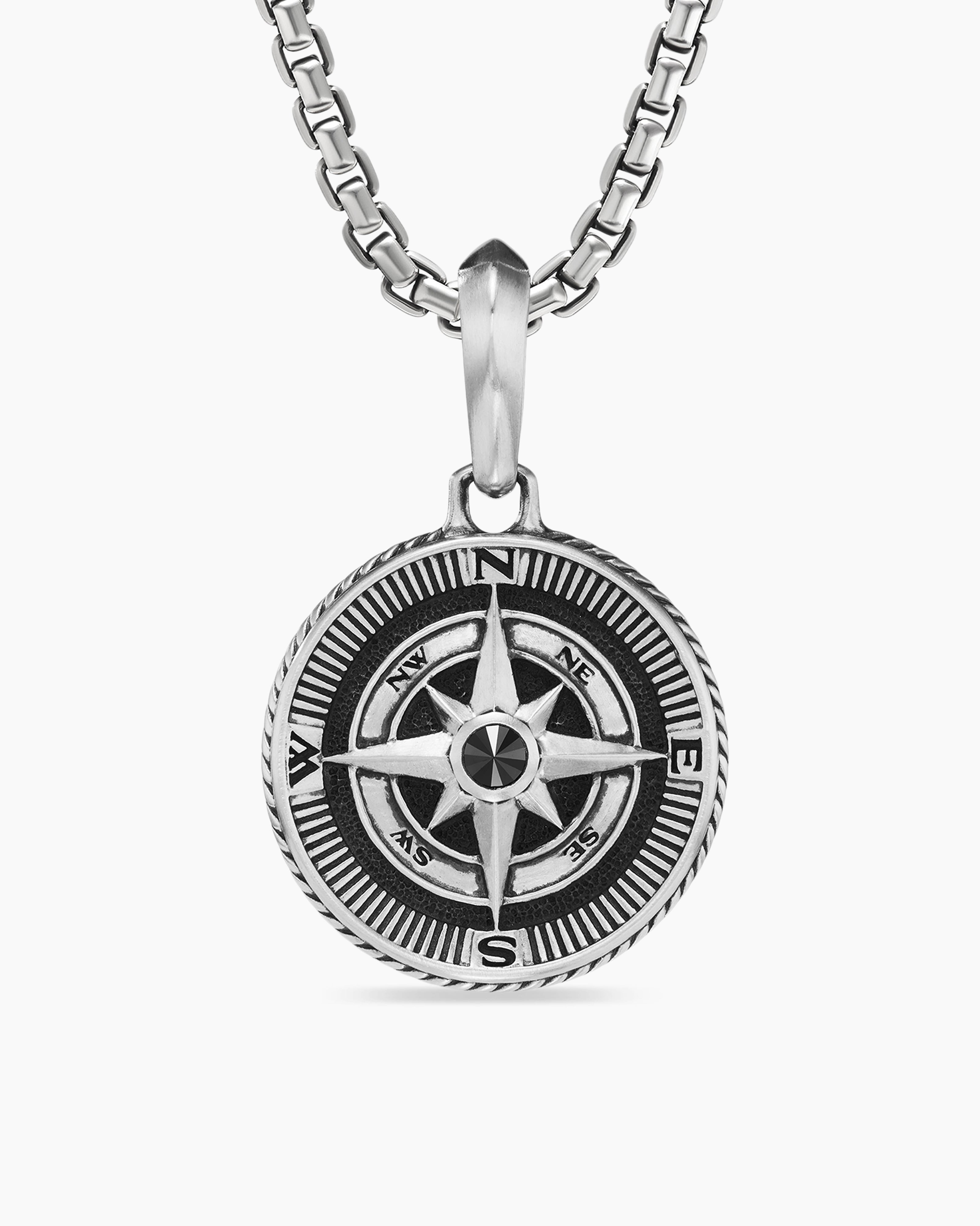 David Yurman Maritime Compass Amulet with Black Diamond - Silver