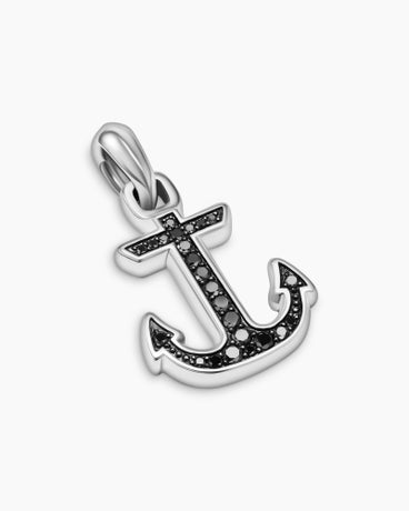 Maritime® Anchor Amulet in Sterling Silver with Black Diamonds, 36.4mm