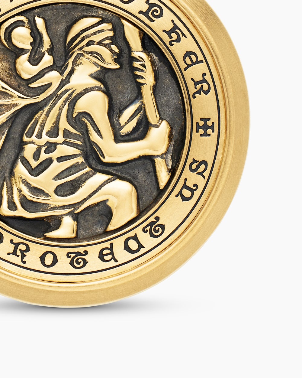 Mens St. Christopher Amulet in 18K Yellow Gold, 26.5mm