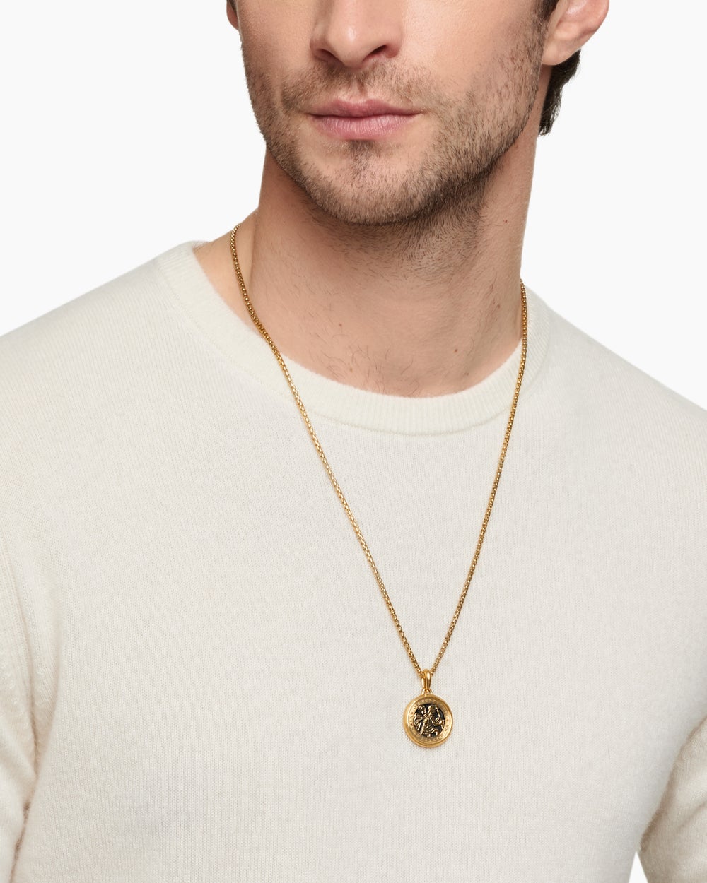 Mens St. Christopher Amulet in 18K Yellow Gold, 26.5mm