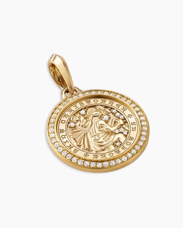 St. Christopher Amulet in 18K Yellow Gold with Diamonds, 34.5mm