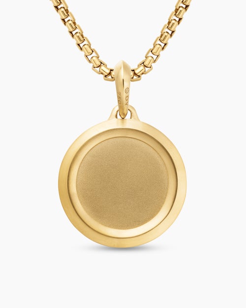 Mens St. Christopher Amulet in 18K Yellow Gold with Diamonds, 28.5mm