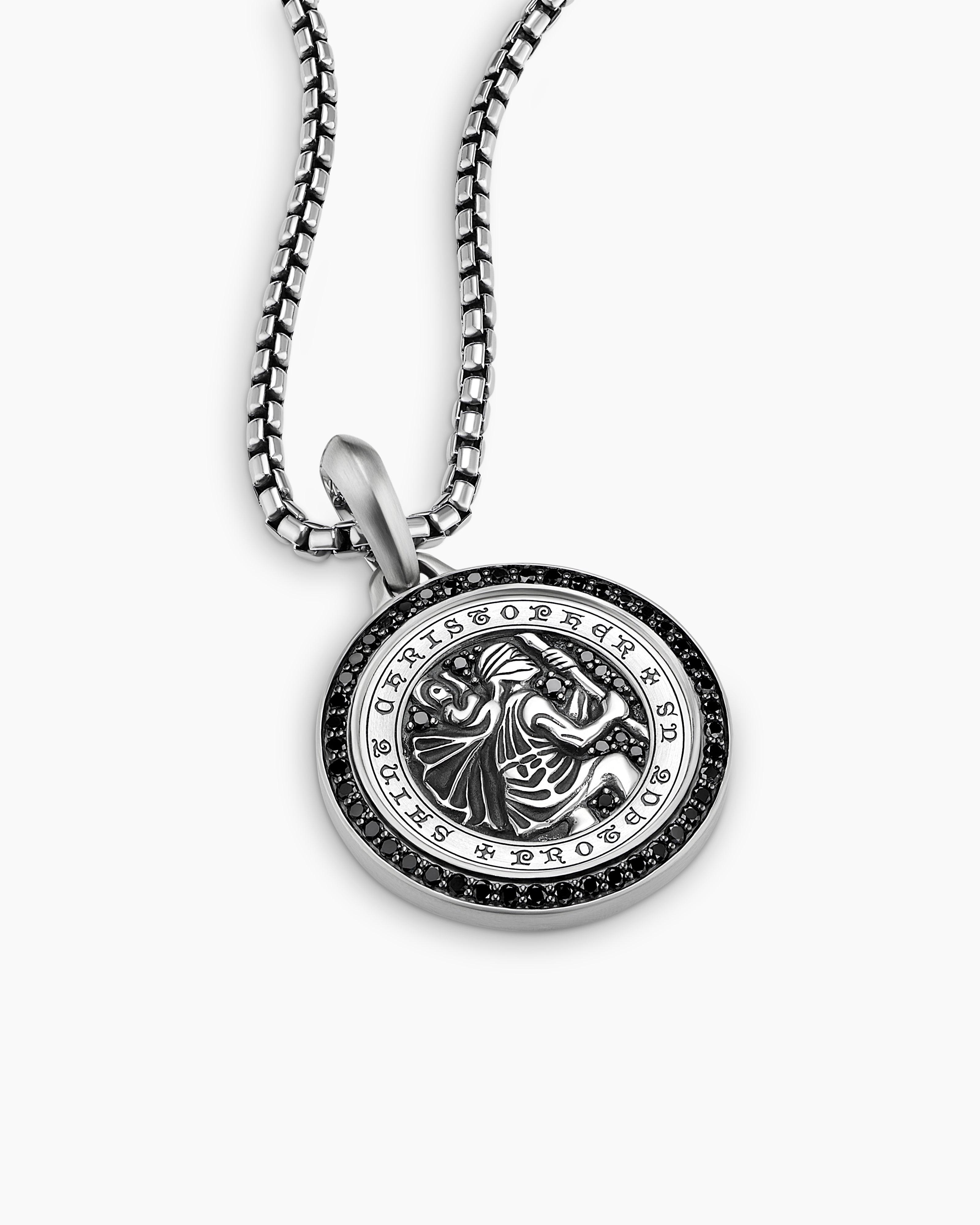 Large Round Silver St Christopher Medallion Necklace | Lily & Roo | Wolf &  Badger