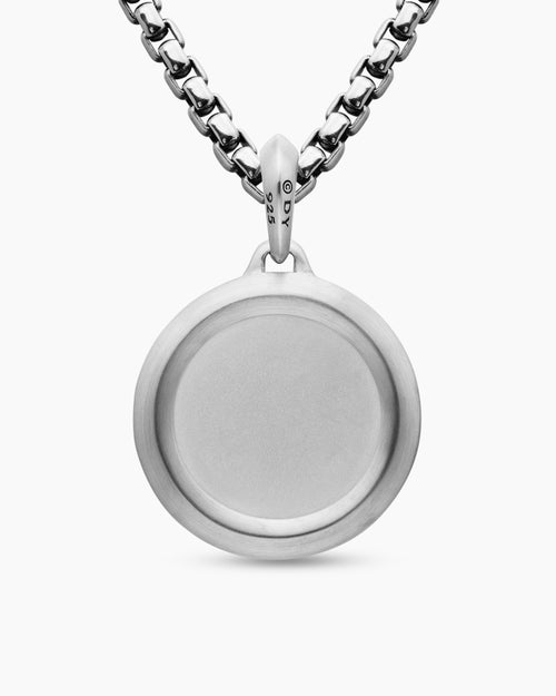 Mens St. Christopher Amulet in Sterling Silver with Black Diamonds, 28.5mm