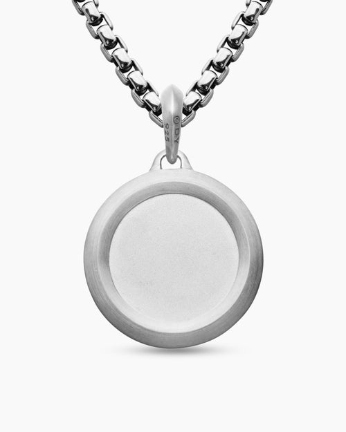 Mens St. Christopher Amulet in Sterling Silver with Diamonds, 28.5mm