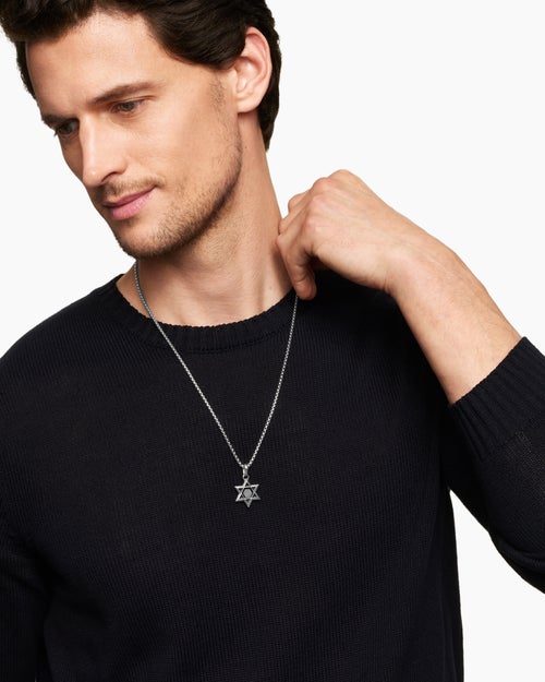 Mens Star of David Amulet in Sterling Silver, 23mm