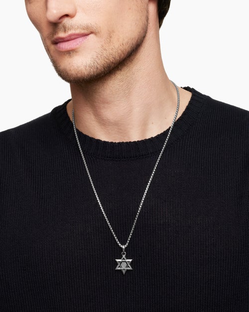 Mens Star of David Amulet in Sterling Silver, 23mm