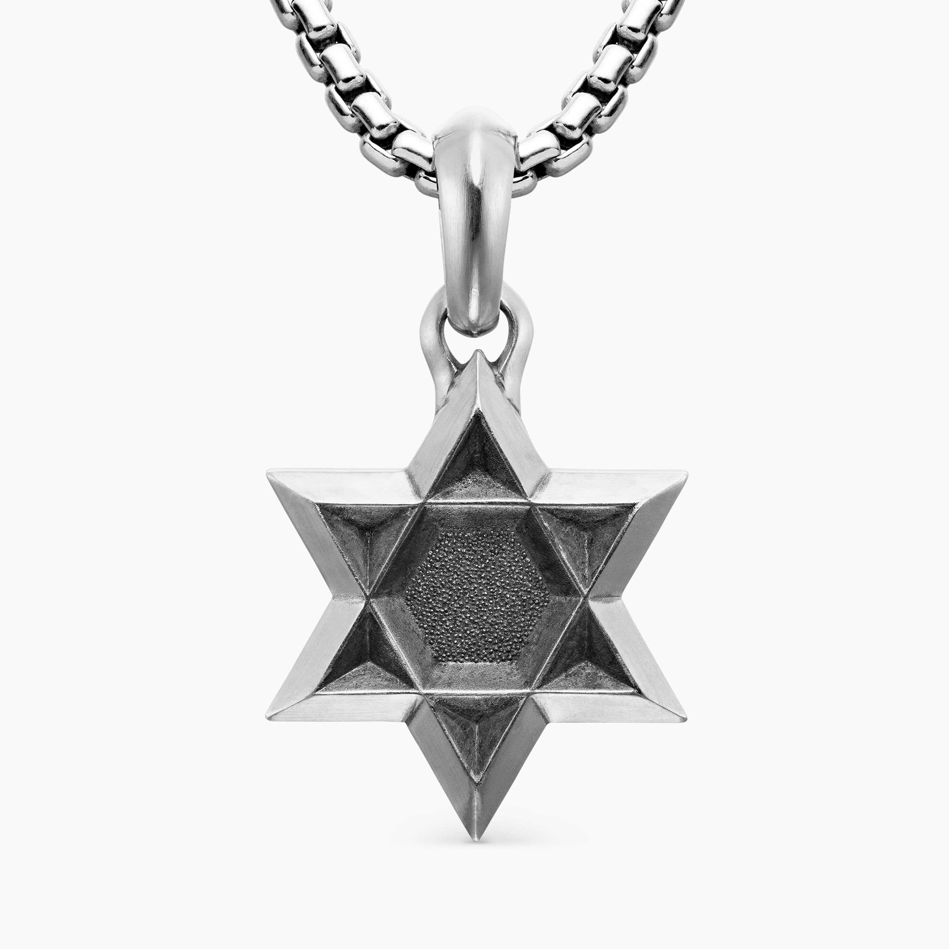Mens Star of David Amulet in Sterling Silver, 23mm