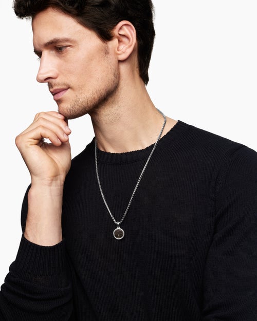Mens Tree of Life Amulet in Sterling Silver with Bronze, 22.8mm