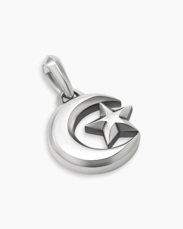 Star and Crescent Amulet in Sterling Silver, 28.3mm