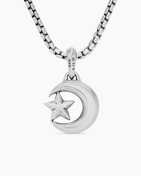 Star and Crescent Amulet in Sterling Silver, 17.2mm
