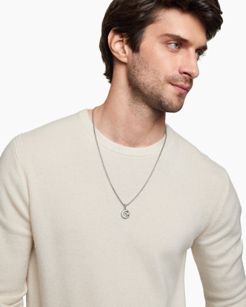 Mens Star and Crescent Amulet in Sterling Silver, 17.2mm