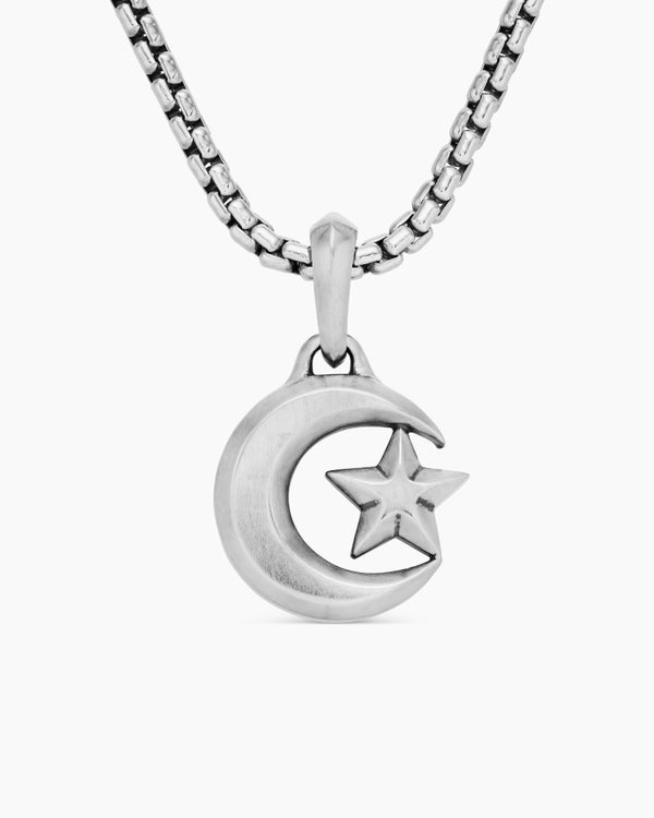 Star and Crescent Amulet in Sterling Silver, 17.2mm