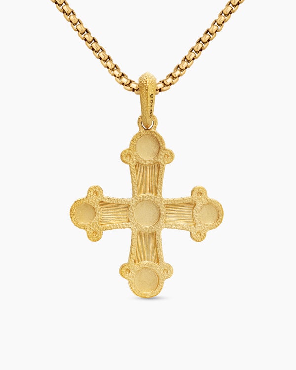 Shipwreck Cross Amulet in 18K Yellow Gold with Sapphires, 33mm
