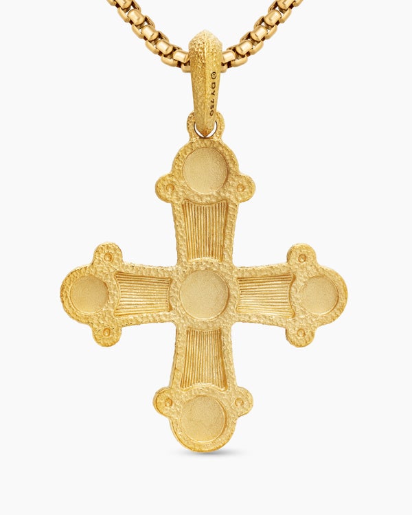 Shipwreck Cross Amulet in 18K Yellow Gold with Sapphires, 33mm