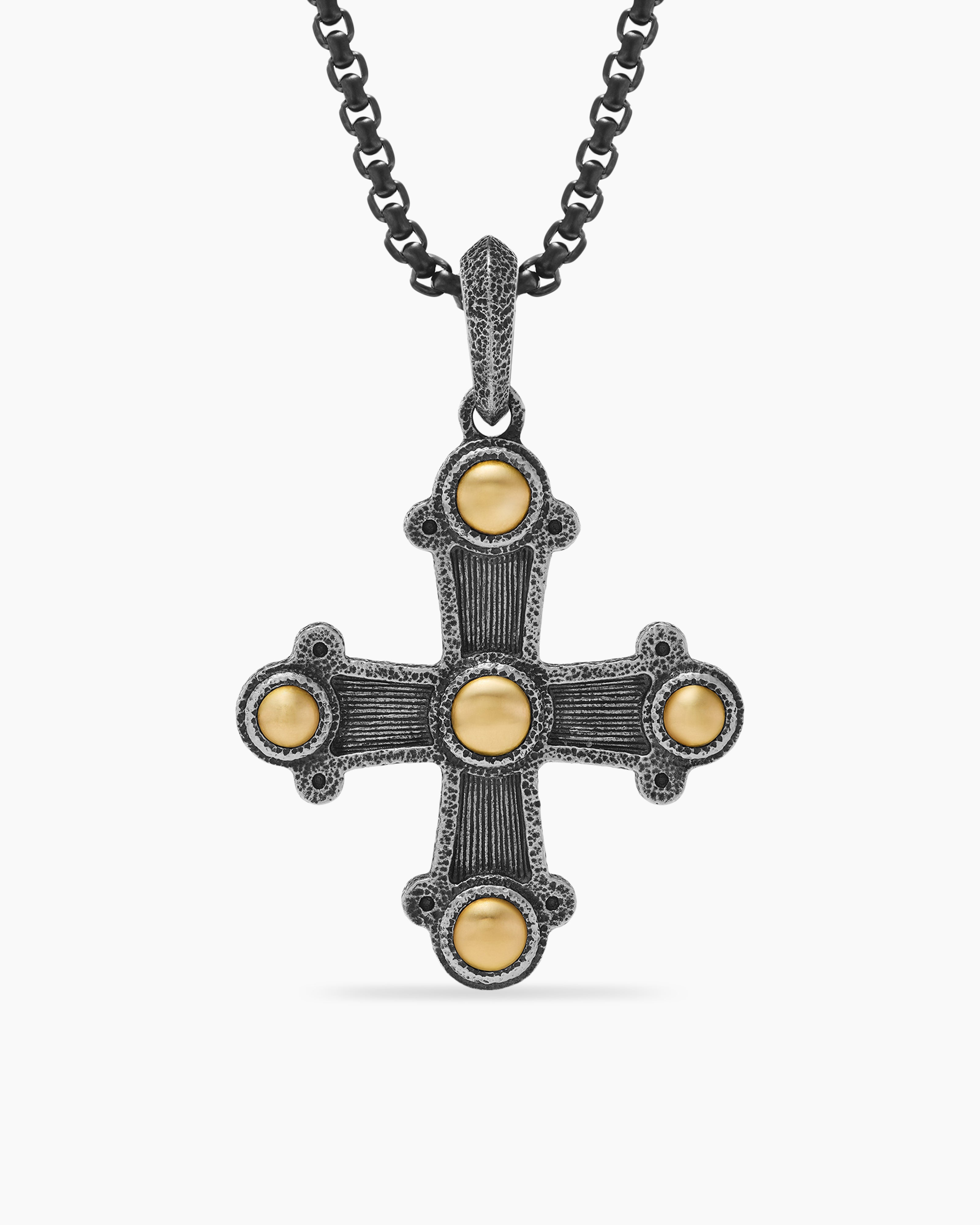 Cable Cross Pendant in Sterling Silver with 18K Yellow Gold, 35mm | David  Yurman