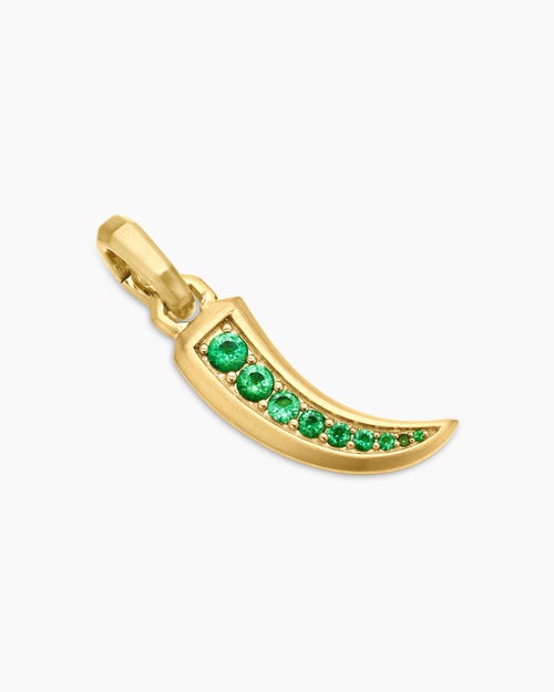 Womens Petrvs® Claw Amulet in 18ct Yellow Gold with Emeralds, 20mm