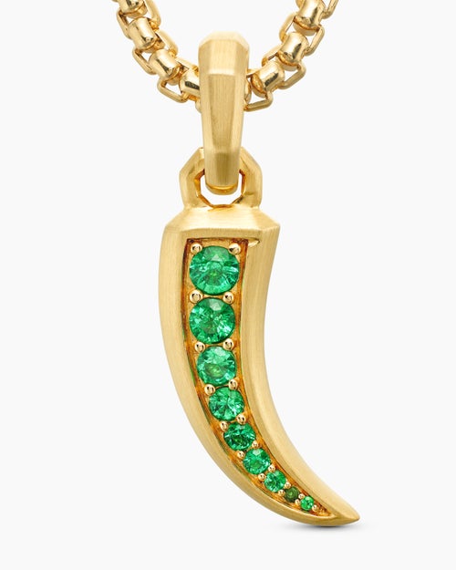 Womens Petrvs® Claw Amulet in 18ct Yellow Gold with Emeralds, 20mm