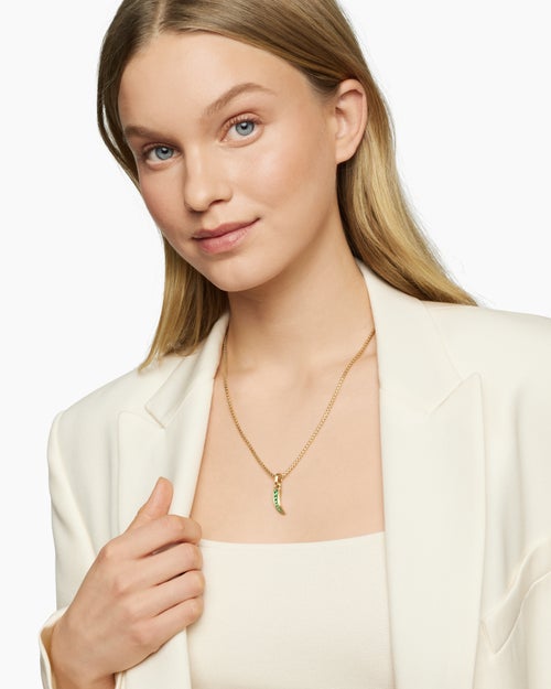 Womens Petrvs® Claw Amulet in 18K Yellow Gold with Emeralds, 20mm