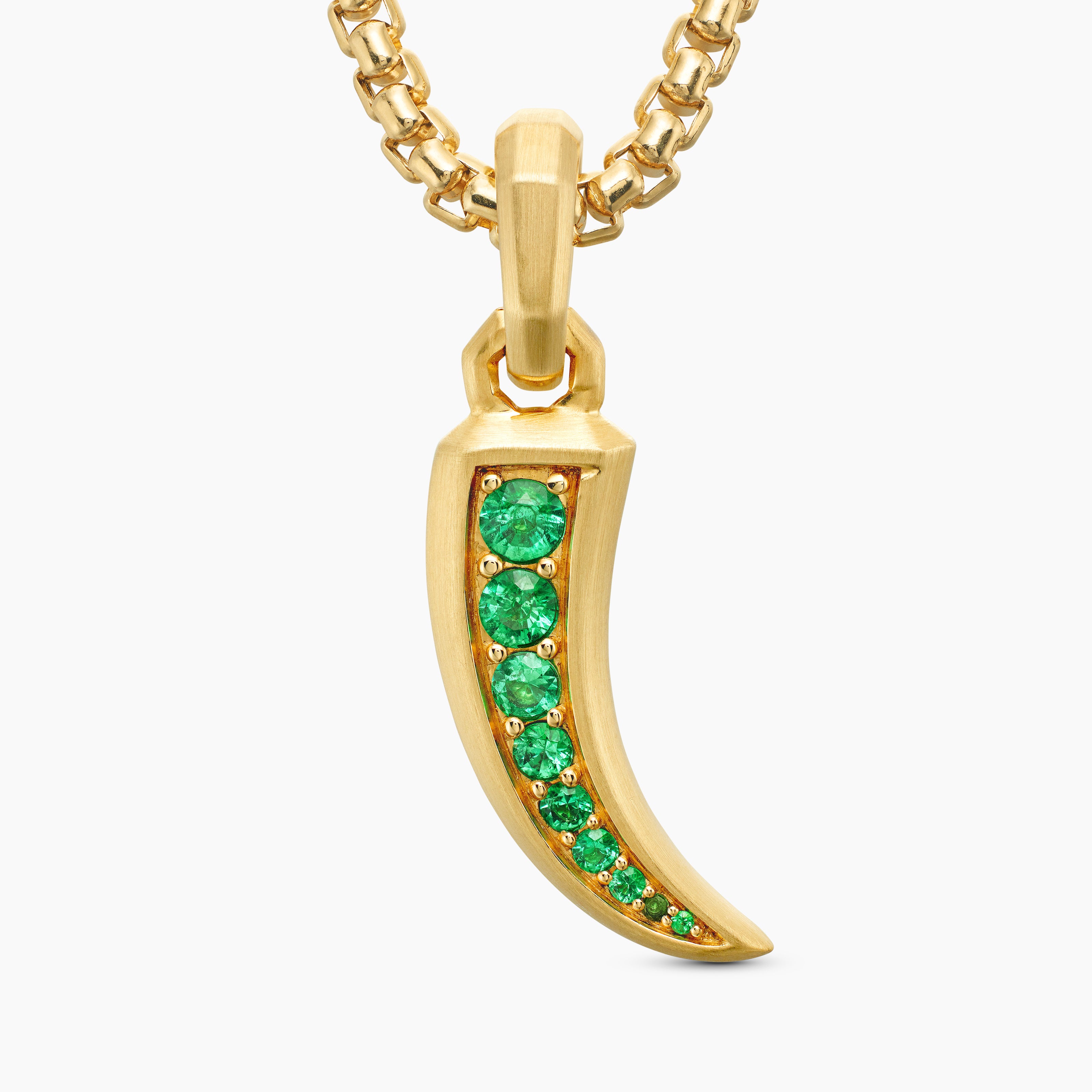 Womens Petrvs&reg; Claw Amulet in 18K Yellow Gold with Emeralds, 20mm