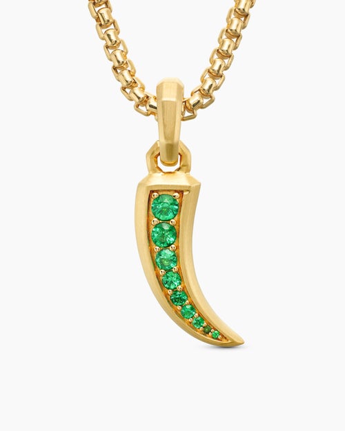 Womens Petrvs® Claw Amulet in 18K Yellow Gold with Emeralds, 20mm