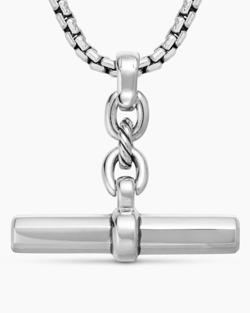 Womens Lexington E/W Barrel Pendant in Sterling Silver with Diamonds, 32mm