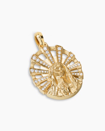 Madonna Amulet in 18K Yellow Gold with Diamonds, 29mm