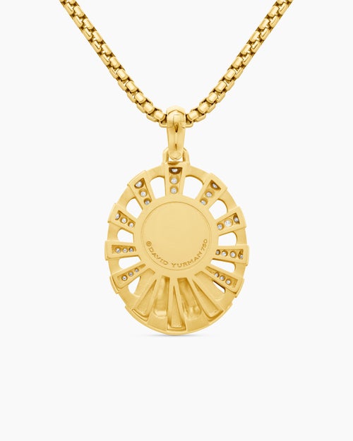 Womens Madonna Amulet in 18K Yellow Gold with Diamonds, 29mm
